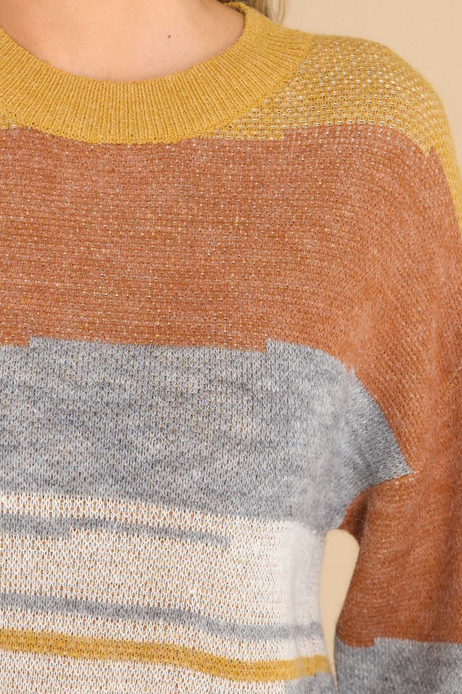 Clothing Red Dress Casual Tops | Sight Seeing In The City Multi Sweater Light Brown