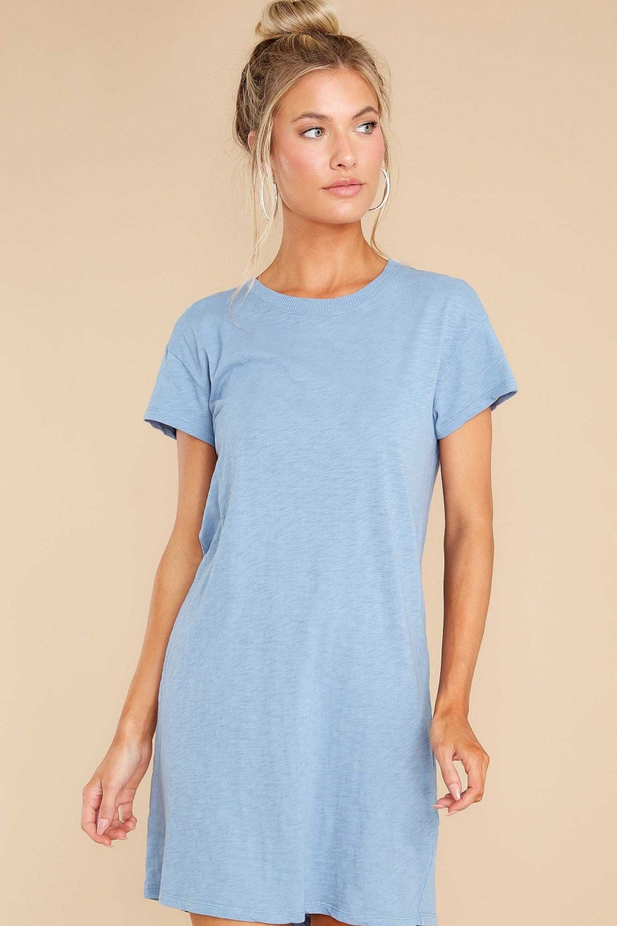 Clothing Z Supply Mini Dresses | Modern Crew Slub Tee Dress Ocean