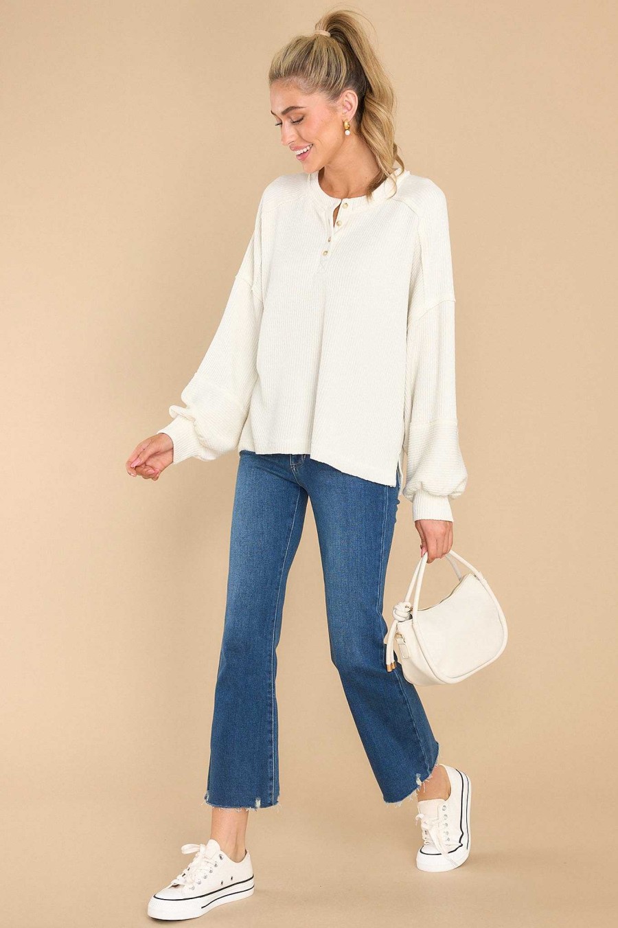 Clothing Red Dress Casual Tops | Infinite Comfort Top Ivory