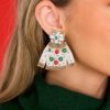 Jewelry Red Dress | Festive Flair Beaded Earrings White