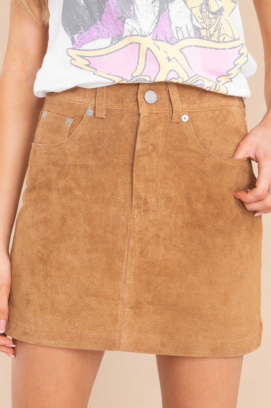 Clothing Blank NYC Skirts | Pecan Suede Mini Skirt Camel