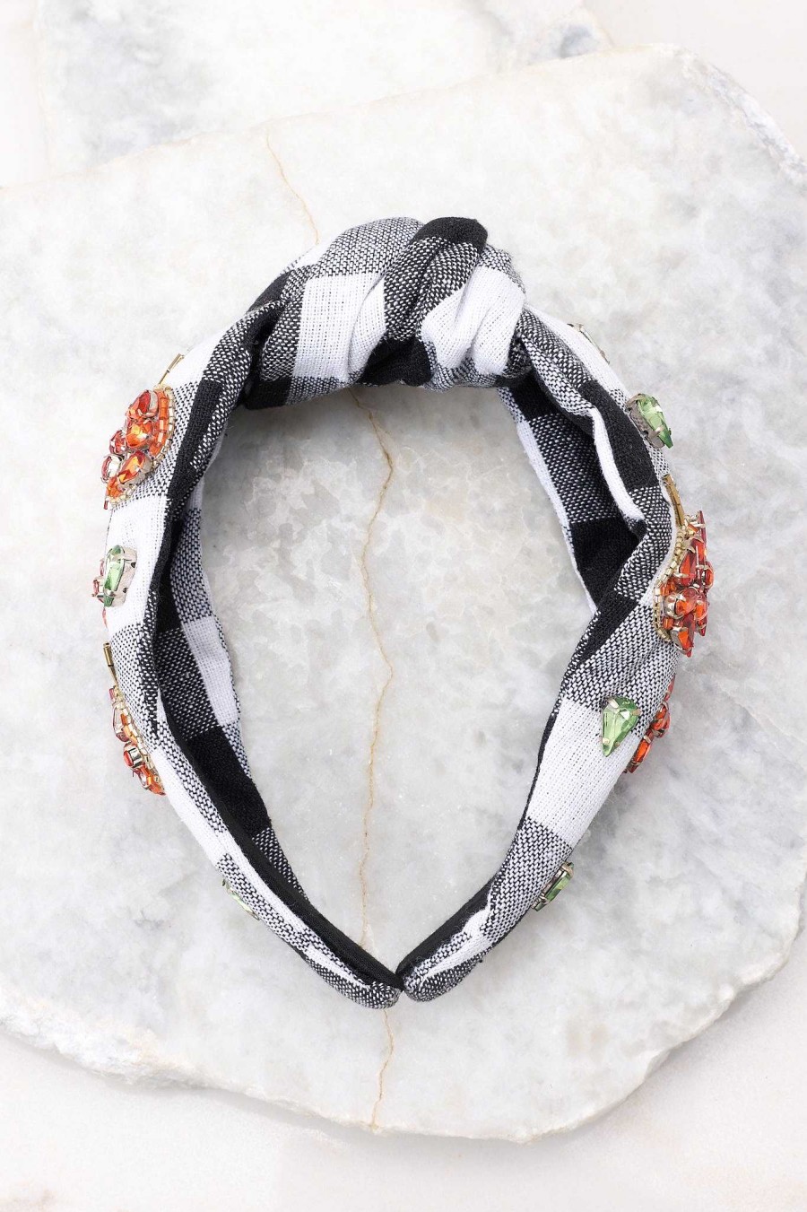 Accessories Red Dress Hair Accessories | Carving Time Plaid Headband Black