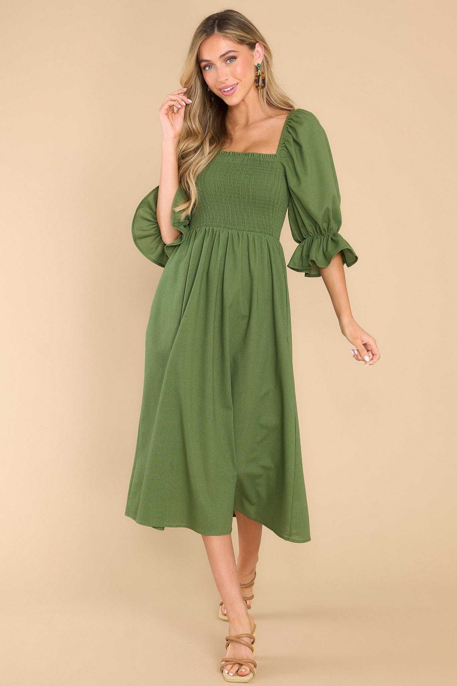 Clothing Aura Midi Dresses | Enjoy The View Sap Midi Dress Green