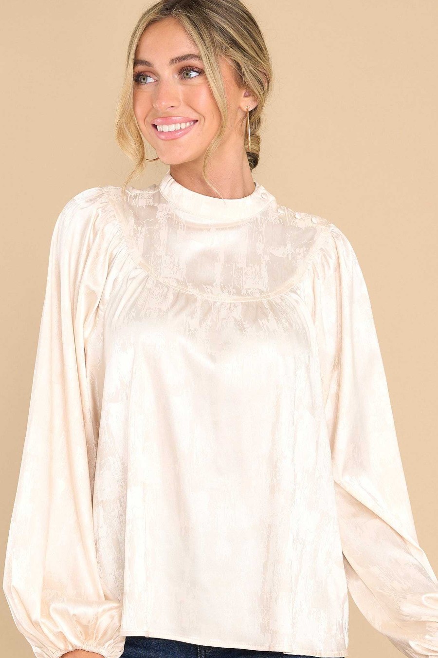 Clothing Aura Blouses & Shirts | Deserving Praise Satin Top Ivory